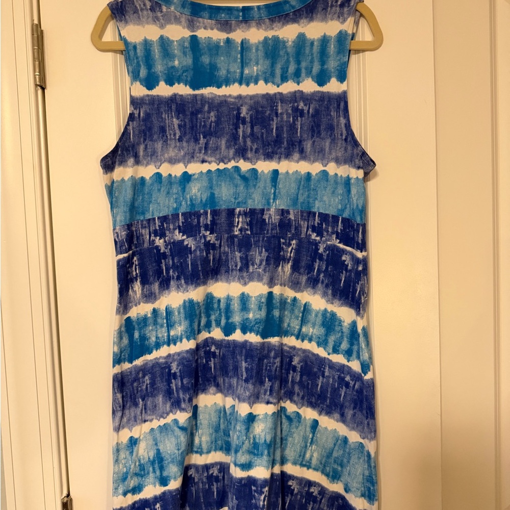 Calvin Klein Jeans Blue and White Tie-Dye Dress L - Picture 4 of 6